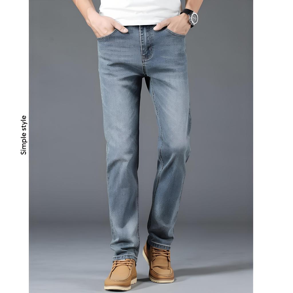 Spring, Summer, Autumn and Winter Men's Straight Leg Youth Stretch Jeans