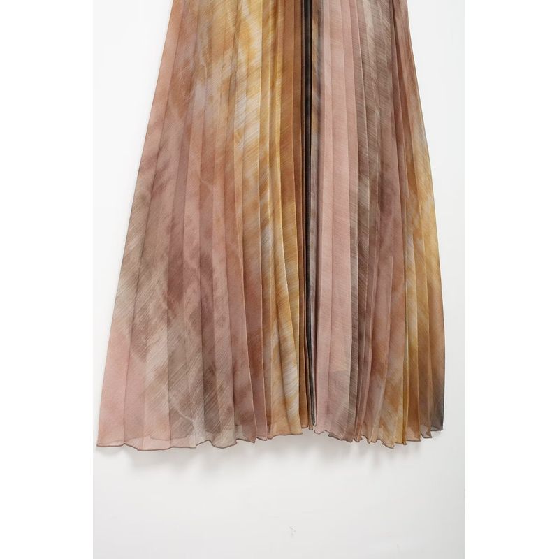 Kaslead New Arrival Women's Clothing Fashion Style Fashion Casual Tie-Dye Hanging Collar Pleated Dress 3666096