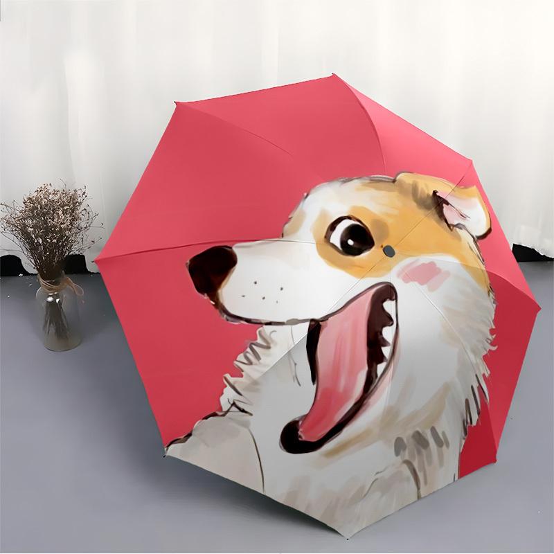 1pc Puppy Pet Automatic Open/Close Umbrella - Compact Travel Umbrella, 8-Rib Heavy-Duty Construction, Ideal Gift, Outdoor Accessory, Stylish
