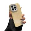 Custodia in Gel Glitterata Monocolore con Cornice Lente in Strass per iPhone 16 Pro Max