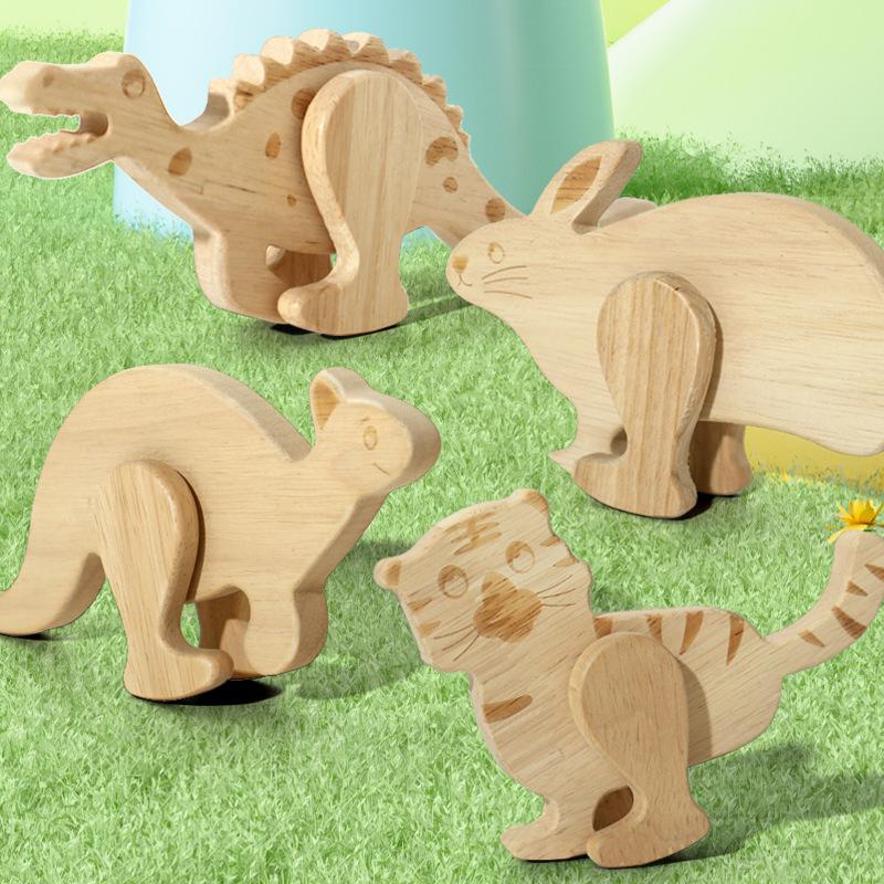 

Wooden children can walk inertia fun animal baby early education puzzle dinosaur fun animal building block toy