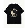 Nadměrné Tričko Černé Nádech Výdech Yin Jang Měsíc a Slunce Potisk Boho Ležérní Oblečení Pro Ženy Jóga Meditace Streetwear Styl