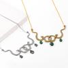 Trendy Vintage Double Snake Necklace Goth Entwined Snakes Water Drop Crystal Neck Chain For Women Party Charm Jewelry Gifts