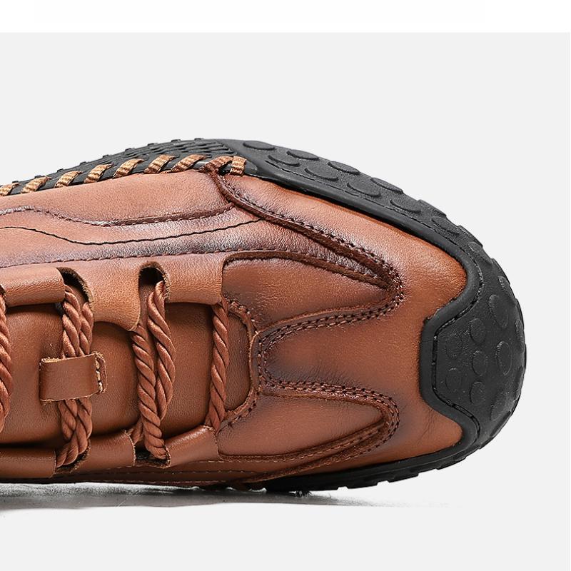 Men's High-top Hiking Boots Casual Sneakers Handmade Leather Shoes 39-46