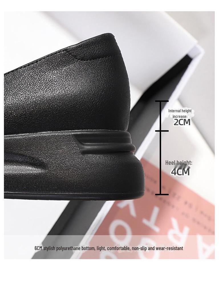 2023 Spring Collection: Women's Real Leather Heightening Mary Jane Loafers, Small Leather Shoes, Nurse Style YH812