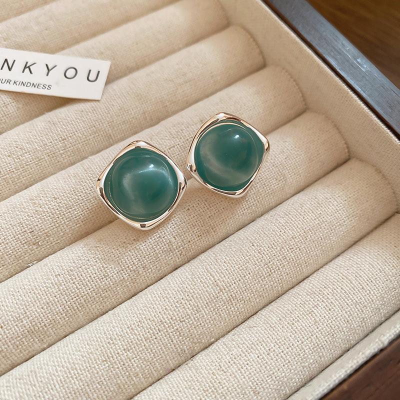 Серебряная игла маленькие свежие синие смоляные бриллиантовые круглые серьги легкая роскошь высококачественные серьги нишевые серьги в стиле Mori