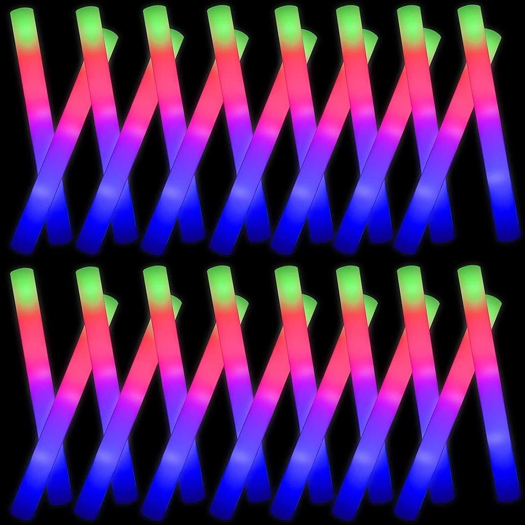 100Pcs LED Glow Sticks Bulk Colorful RGB Glow Foam Stick Cheer Tube Dark Light for Xmas Birthday Wedding Party Supplies