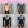 Sexy Girl U Neck Long Sleeve Knit T Shirt For Women With Slim Fit Design