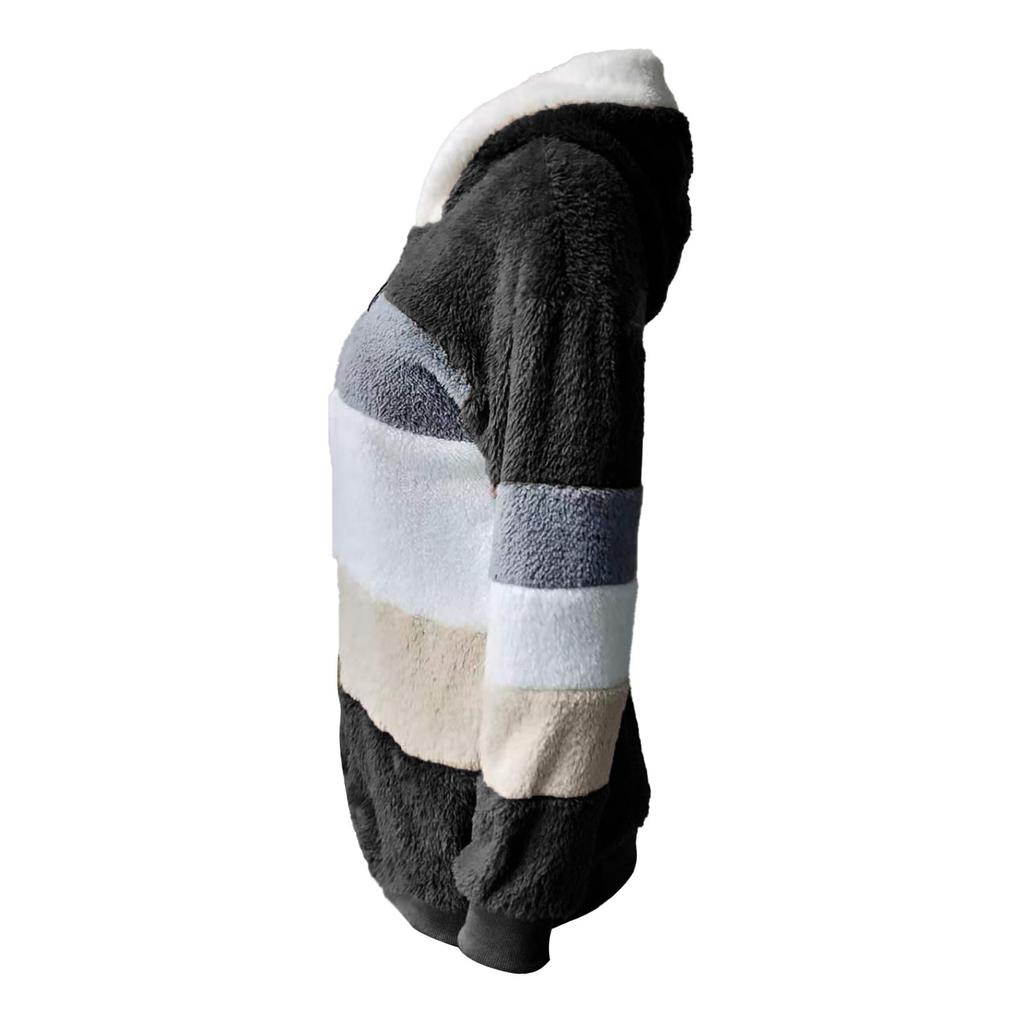 Dámský zimní plyšový kabát s kapucí a dlouhým rukávem se zipem