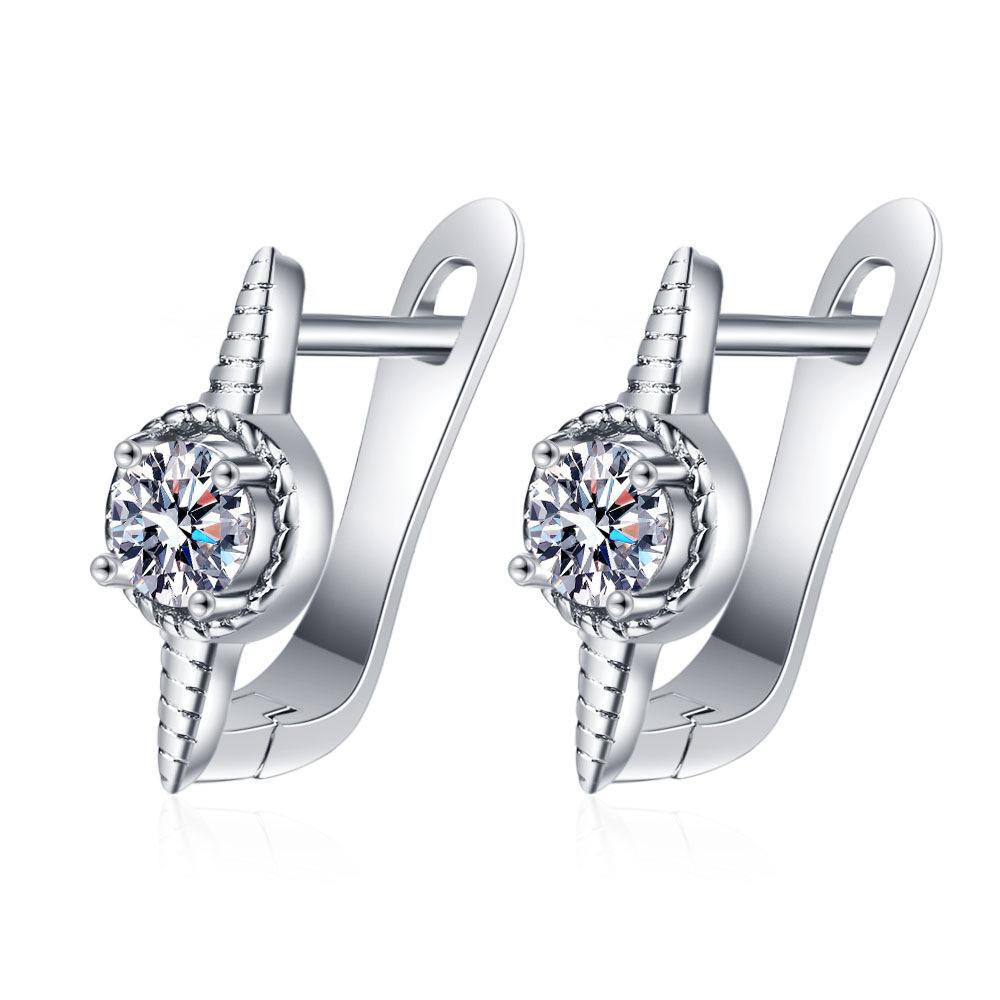 925 Sterling Silver Jewelry Women Cute Tiny Clear Crystal CZ Stud Earrings Gift for Girls Teens Lady New