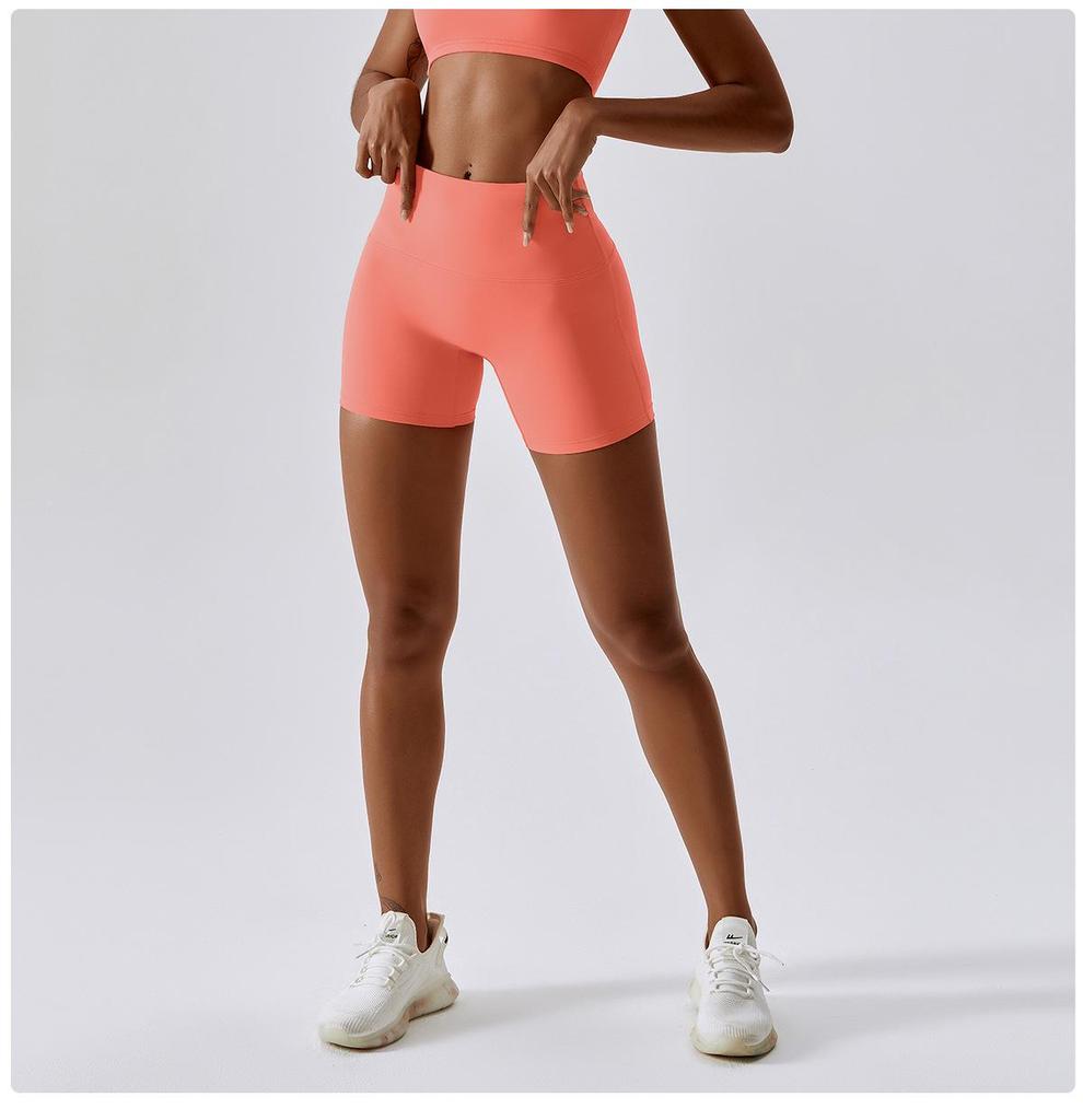 Candy Color Quick-Dry High-Waisted Nude Yoga Shorts - Hip-Lifting Running Fitness Leggings