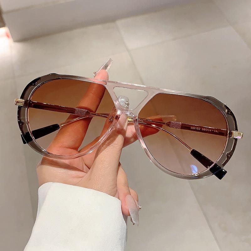 Nepolarizované Vintage Pilotné Slnečné Okuliare Módne Dvojitý Most Gradientné Viacfarebné Ležérne Okuliare Dámske Trendy Luxusný Dizajn Slnečné Okuliare