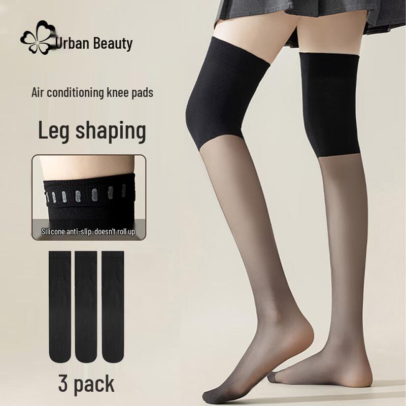 

Женские 3 пары тонких чулок выше колена с противоскользящим эффектом и поддержкой колена One Size