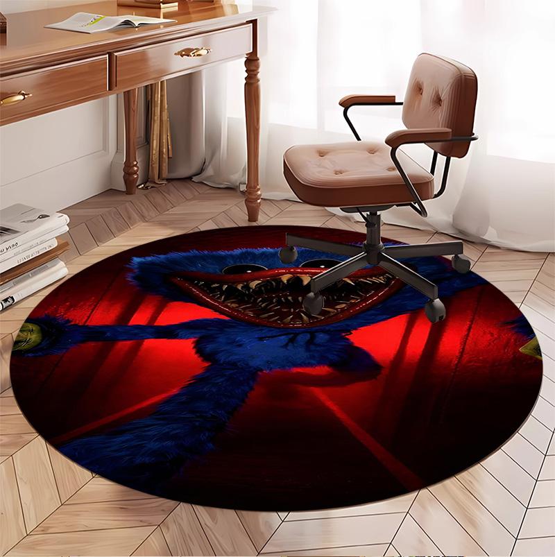Huggy Wuggy Pattern Round Rug, Indoor/Outdoor Mat, for Picnic, Gameroom, Bedroom, Office, Living Room, Home Decor Carpet, Birthday Gift