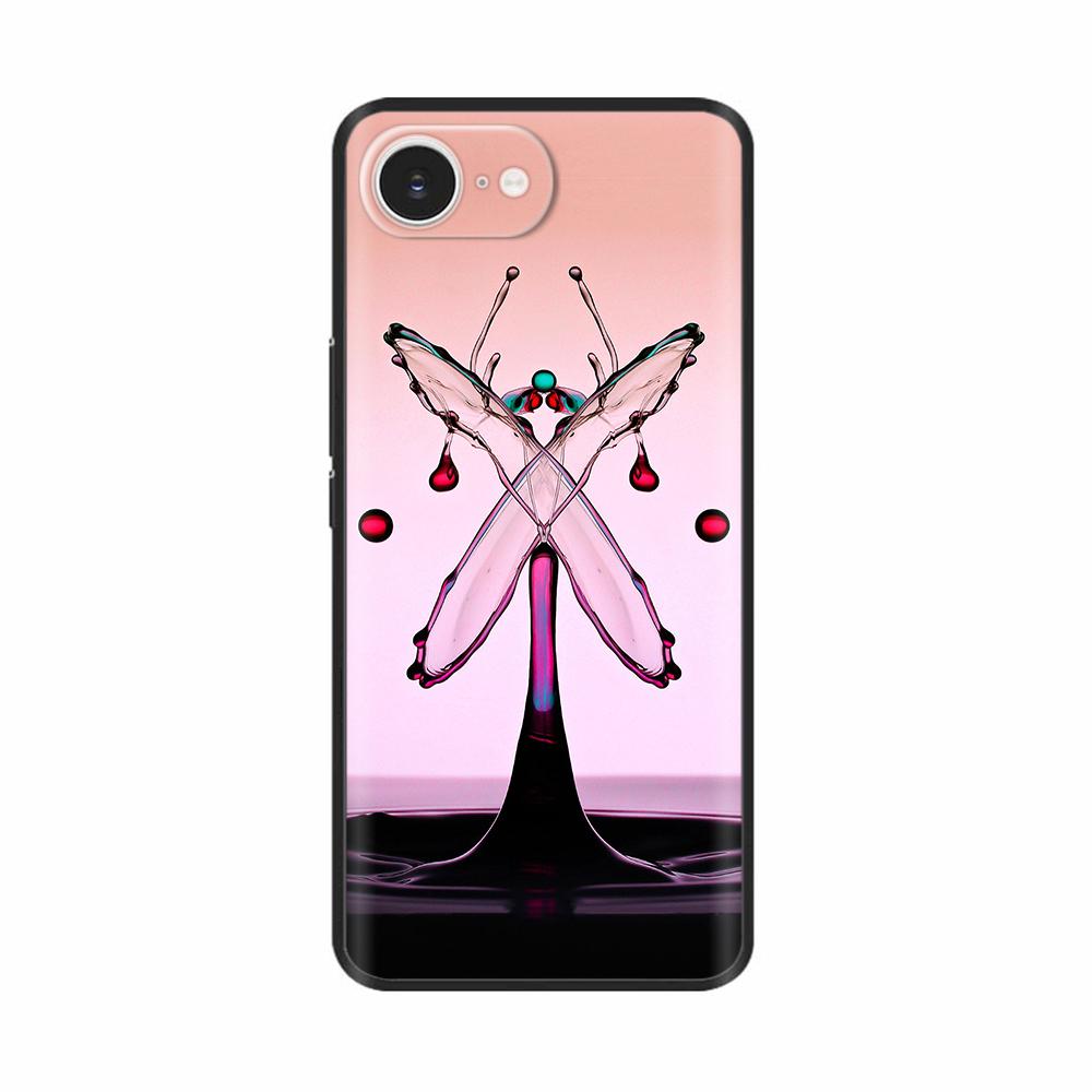 For iPhone 16E Case Fantasy Flower Black Phone Case For iPhone16E / iPhone SE 2025 Soft TPU Shockproof Back Cover Fundas Housing