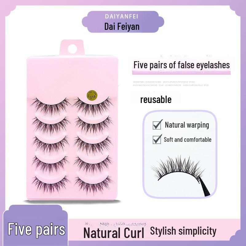 Cartoon Barbie Beginner False Eyelashes - Natural Thick 5 Pairs