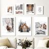 Snowboard Snowman Squirrel Deer Snow Landscape Wall Art Canvas Painting Posters And Prints Wall Pictures For Living Room Decor