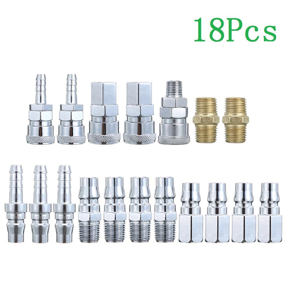 For Air Tools Connector Set 18pcs Pneumatic Quick Couplings for Reliable Use in Automotive and Workshop Settings