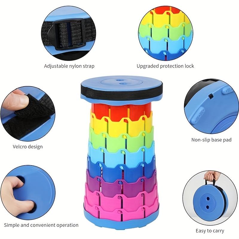 1PC Rainbow Folding Stool Adjustable Height PP Material Portable Collapsible Compact for Camping Fishing Outdoor Activities