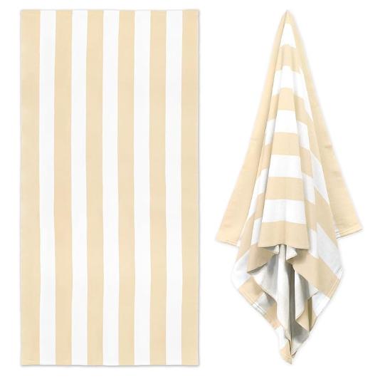 Pastellfarbenes Cabana-Streifen-Badetuch, Schnell trocknende weiche Baumwolle, Lavendel, Rosa & Gelb gestreiftes Design für den Sommer am Pool