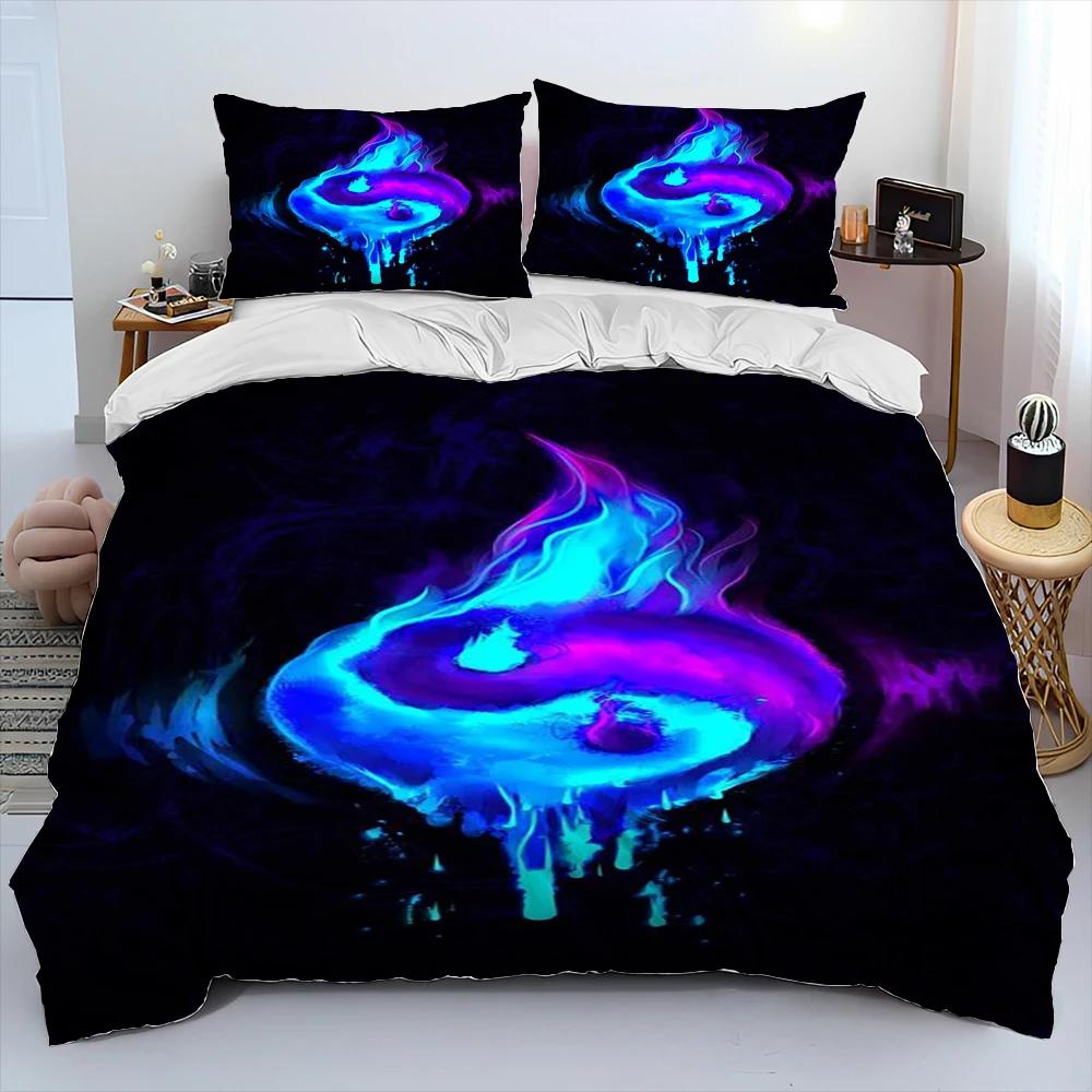 3D Chinese Tai Chi Bagua Yin Yang Pattern Bedding Set,Duvet Cover Bed Set Quilt Cover Pillowcase,Soft,Comfortable and Breathable
