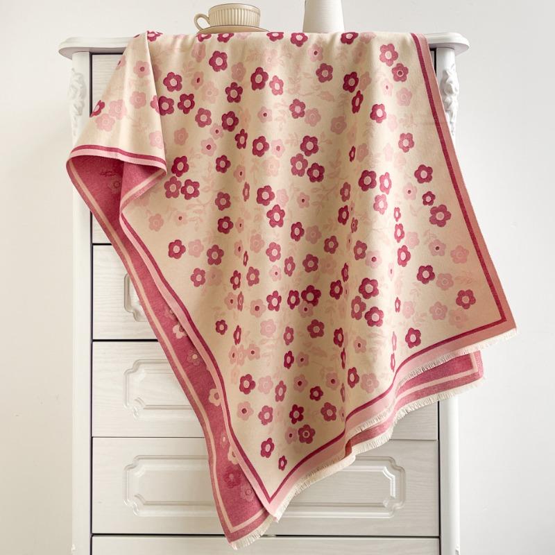Double-sided Classic Imitation Cashmere Scarf Women's Floral Color Matching Thickened Long Scarf Autumn and Winter Jacquard Shawl