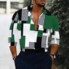 Men Collared Shirt Beige Brown Leopard Animal Print Long Sleeve Button Down Top