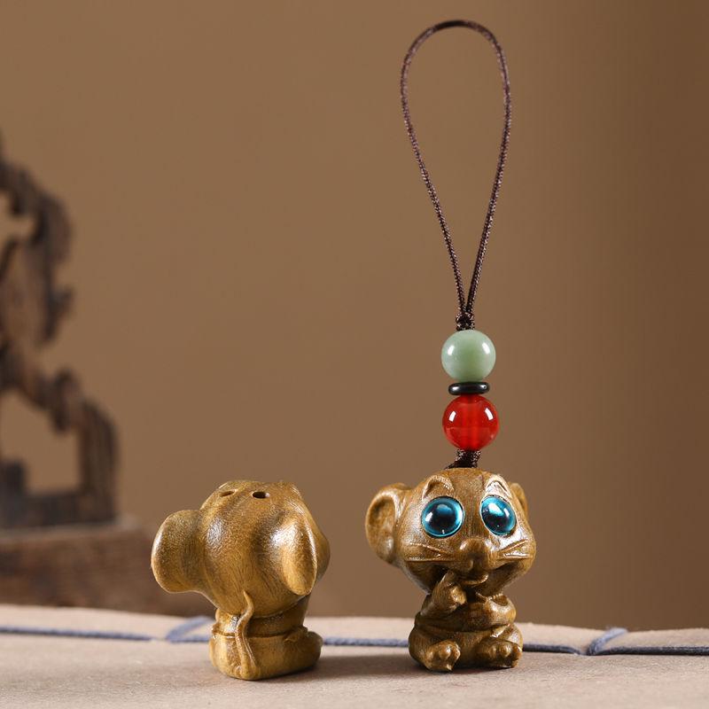 Auspicious Green Sandalwood Dragon Zodiac Cartoon Keychain & Universal Phone Lanyard