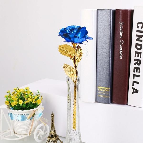 24k Gold Foil Plated Eternal Rose Flower for Romantic Valentine's Day Lover Wedding Mother's Day Gifts