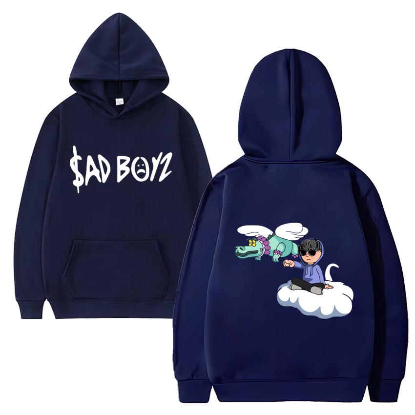 Sänger Junior H Sad boyz Lustige schwarze Hoodies 2025 Herren Damen Harajuku Fleece Langarm Sweatshirt Unisex Übergroßer Pullover