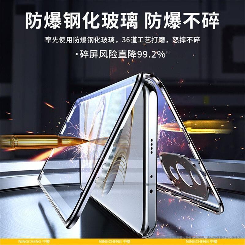 360 Full Case For Oppo Reno 12 Pro 5G Reno11 11Pro Double Sided Magnetic Adsorption Metal Tempering Glass Protection Cover