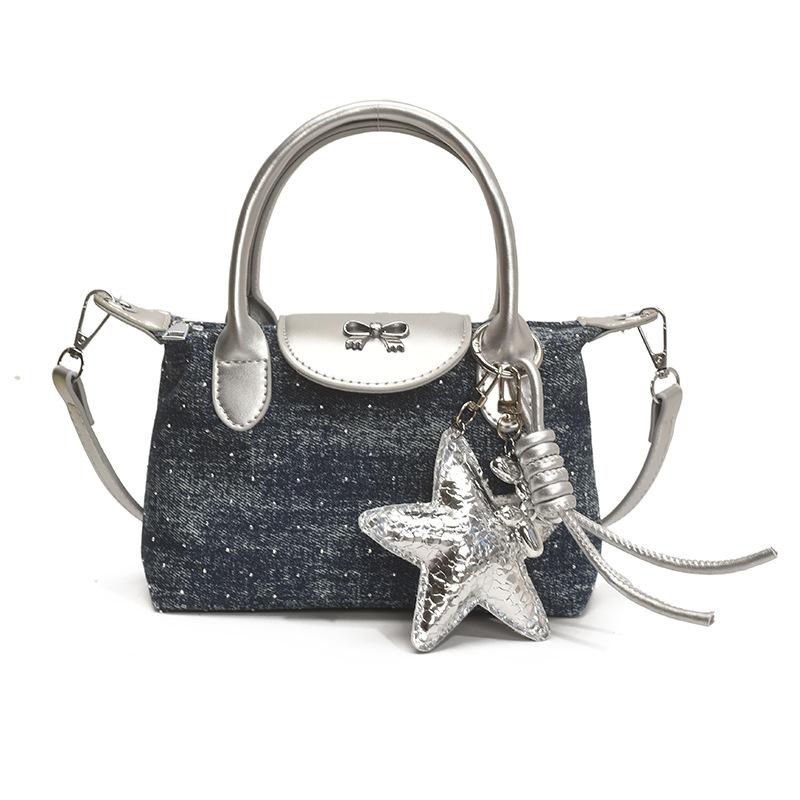 Handbag bag women's 2025 new fashion splicing contrasting color shoulder messenger bag casual simple high-end pillow bag