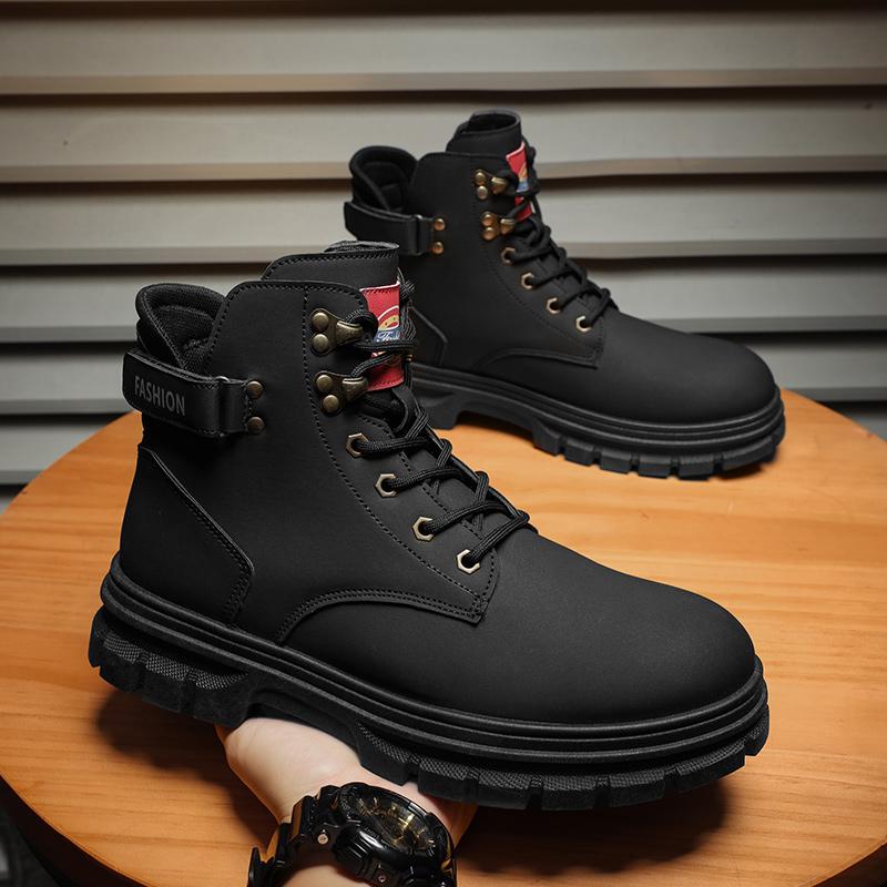 New Fashion Autumn And Winter Men's High Top Martin Boots Students Male Boys Trending Soft Sole Work Shoes Labor Protection Martin Sneakers