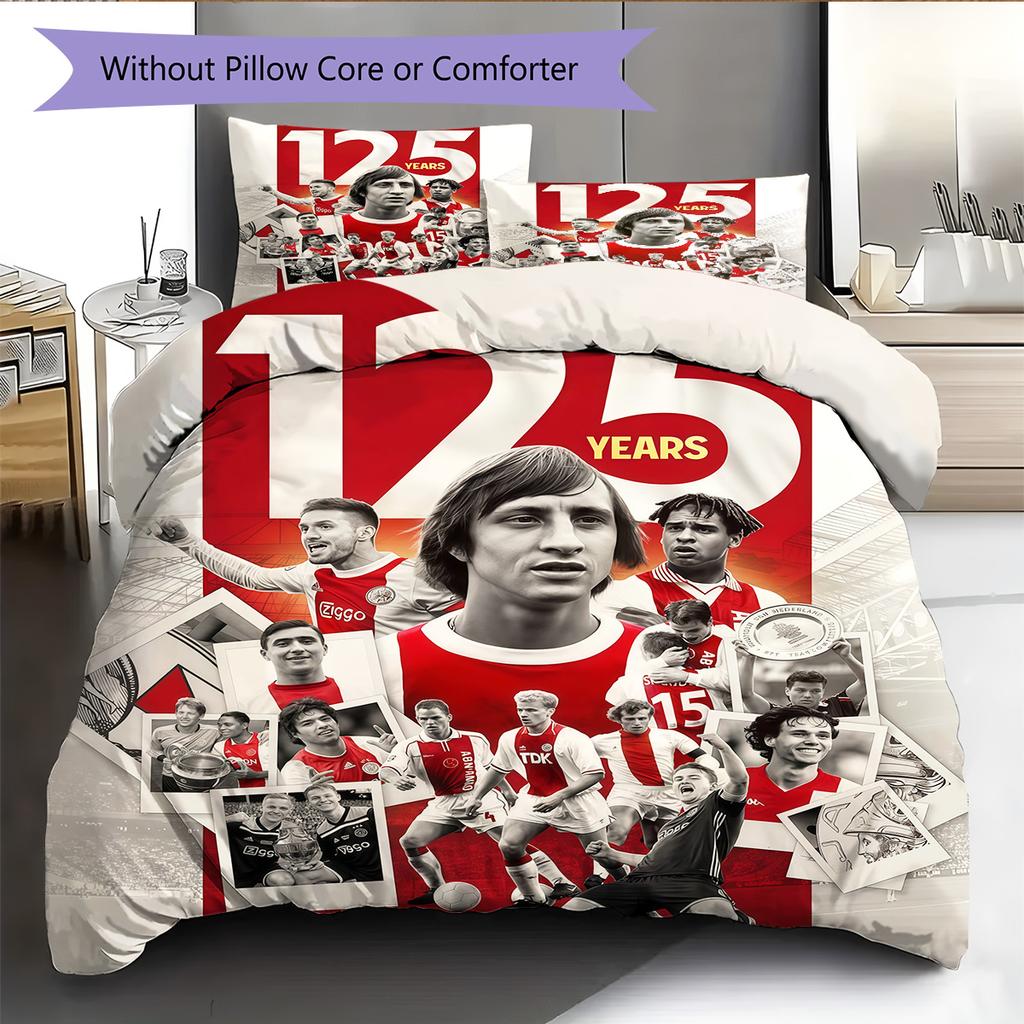 AFC Ajax Pattern Bedding Quilt Set Quilt Cover Pillowcase Home Decoration Birthday Gift (1 * duvet cover + 2 * pillowcase, without core)