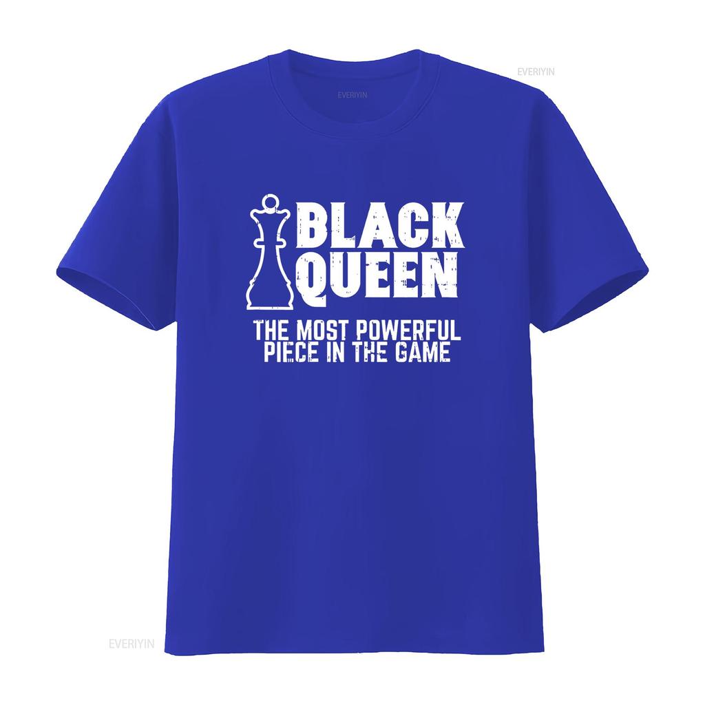 Funny Black Queen Most Powerful Chess African American Women T Shirt vintage Washed Casual graphic Breathable Slightly