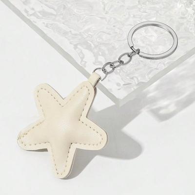 1 Stück Unisex Fünfzackiger Stern Schlüsselanhänger mit PU & Polsterung Sternanhänger Paargeschenk Taschenanhänger Hängender Schmuck
