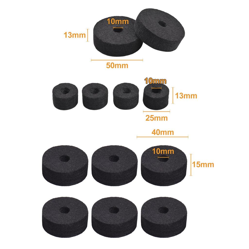 23pcs Cymbal Replacement Accessories Drum Parts with Cymbal Stand Felts Drum Cymbal Felt Pads Include Wing Nuts Washers