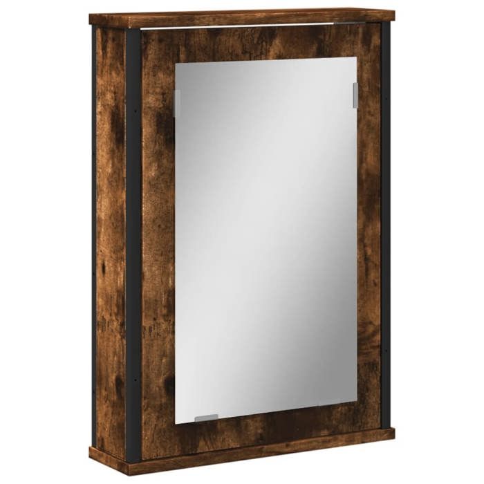 VidaXL Bathroom Mirror Cabinet, Wall-Mounted Toilet Cupboard with Mirror, Storage Furniture, Modern, Smoked Oak 842433