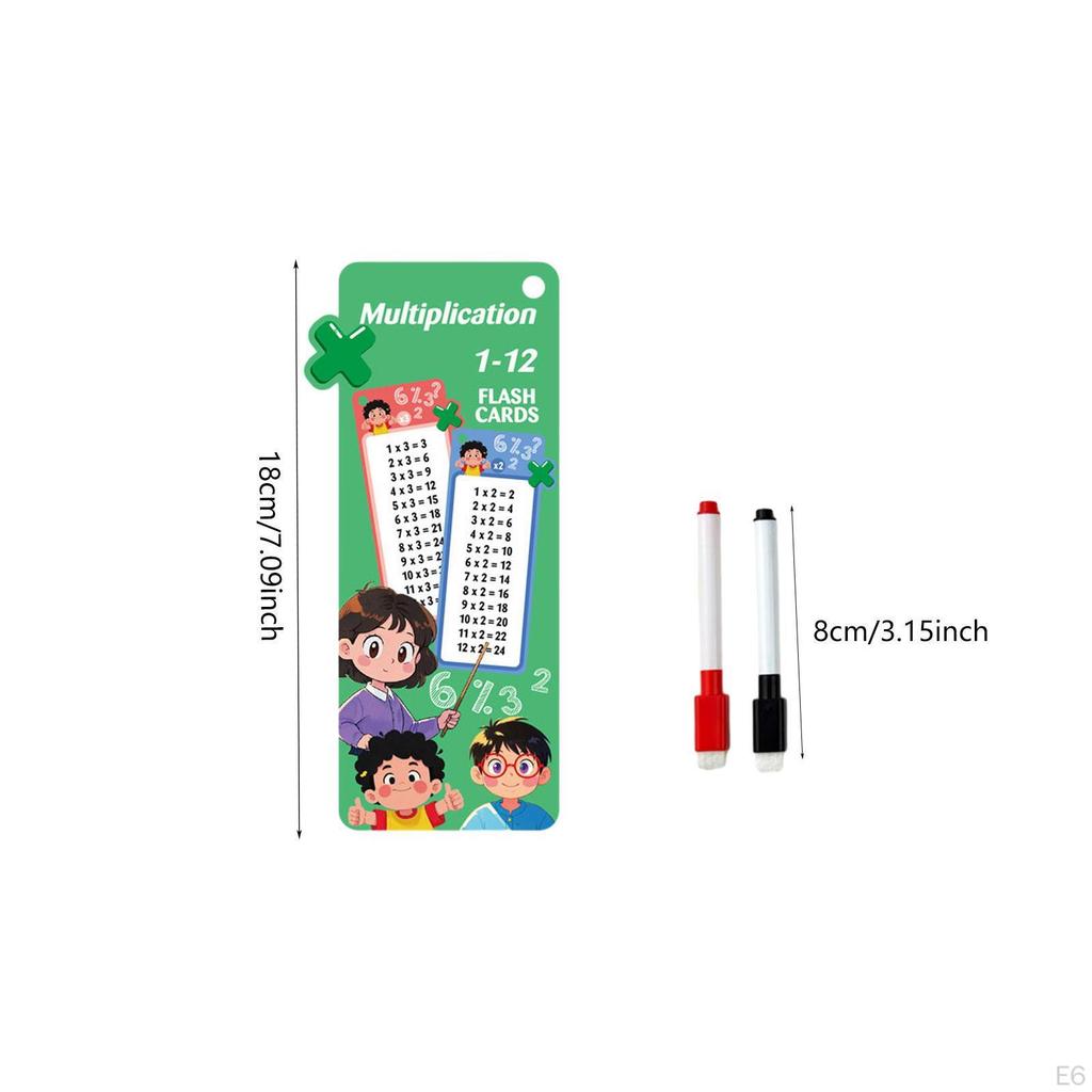 Kids Mathematics Flashcard with Binder Ring Reusable Tear Resistance 15 Card