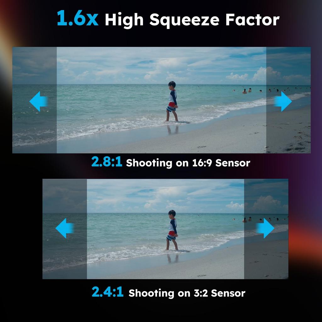 Sirui Obiektyw anamorficzny pełnoklatkowy 100 mm Obiektyw kinowy T2.9 1.6X (Mocowanie L)