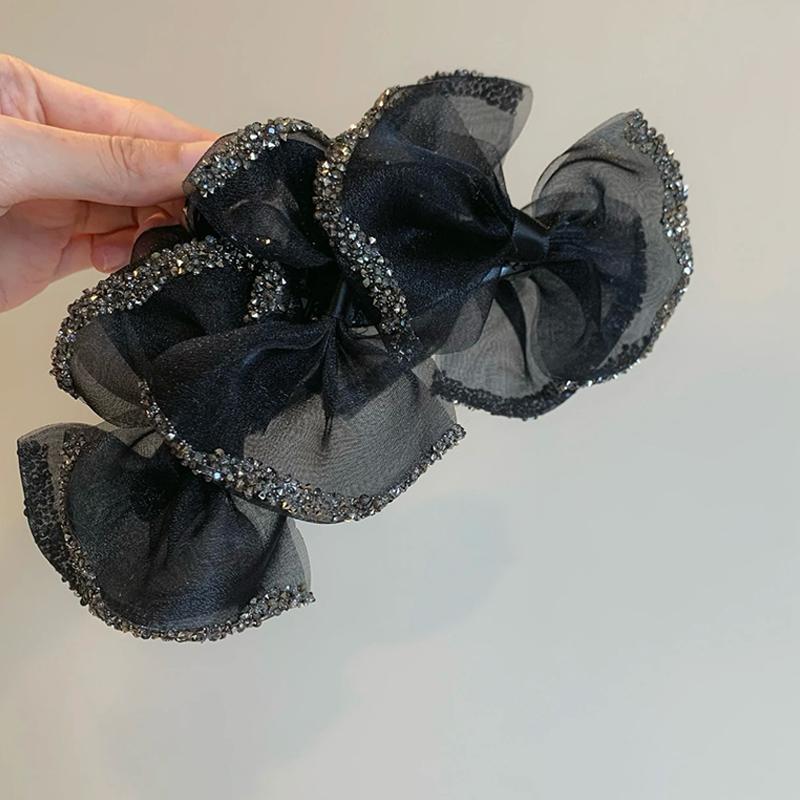 

French Elegant Romantic Shining Organza Hair Clip Simple Temperament Shining Large Shark Hair Clip