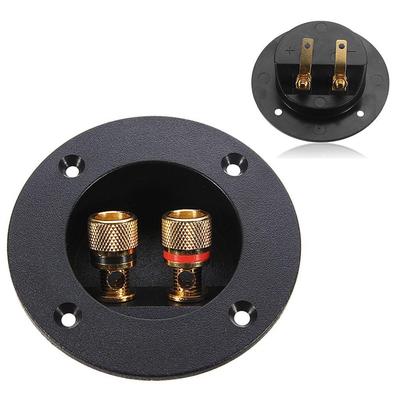 Gilded Spring Cup Speaker Terminal Connectors Stereo Plug Subwoofer Round Boxes with 2 Banana Jack