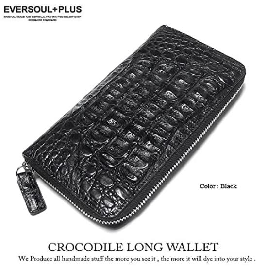 EVERSOUL Krokodilleder Lange Geldbörse mit Rundum-Reißverschluss, Unisex, Geschenk