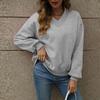 Women's V Neck Oversized Sweatshirts Fleece Long Sleeve Pullover Top