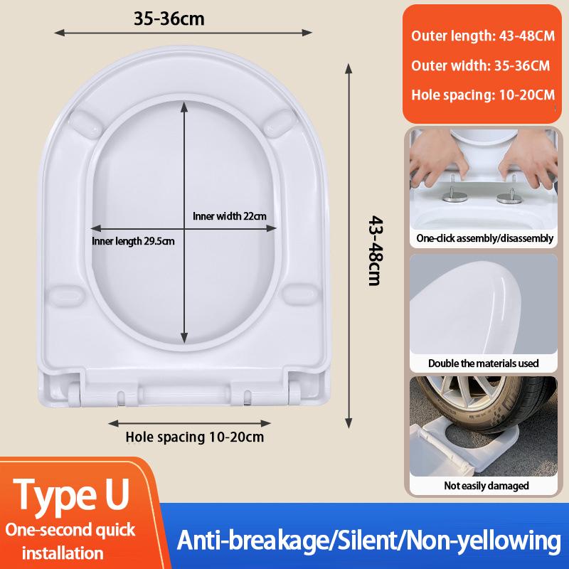 [Installiert in 1 Sekunde] Verdickter, bruchsicherer Toilettensitz, kompatibel mit allen Marken, U/V/O-förmigen Toilettensitzen