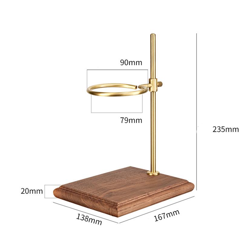 A20F-Pour Over Coffee Maker Stand With Wood Base Adjustable Height Rack Dripper Filter Holder For Manual Brewing Wood