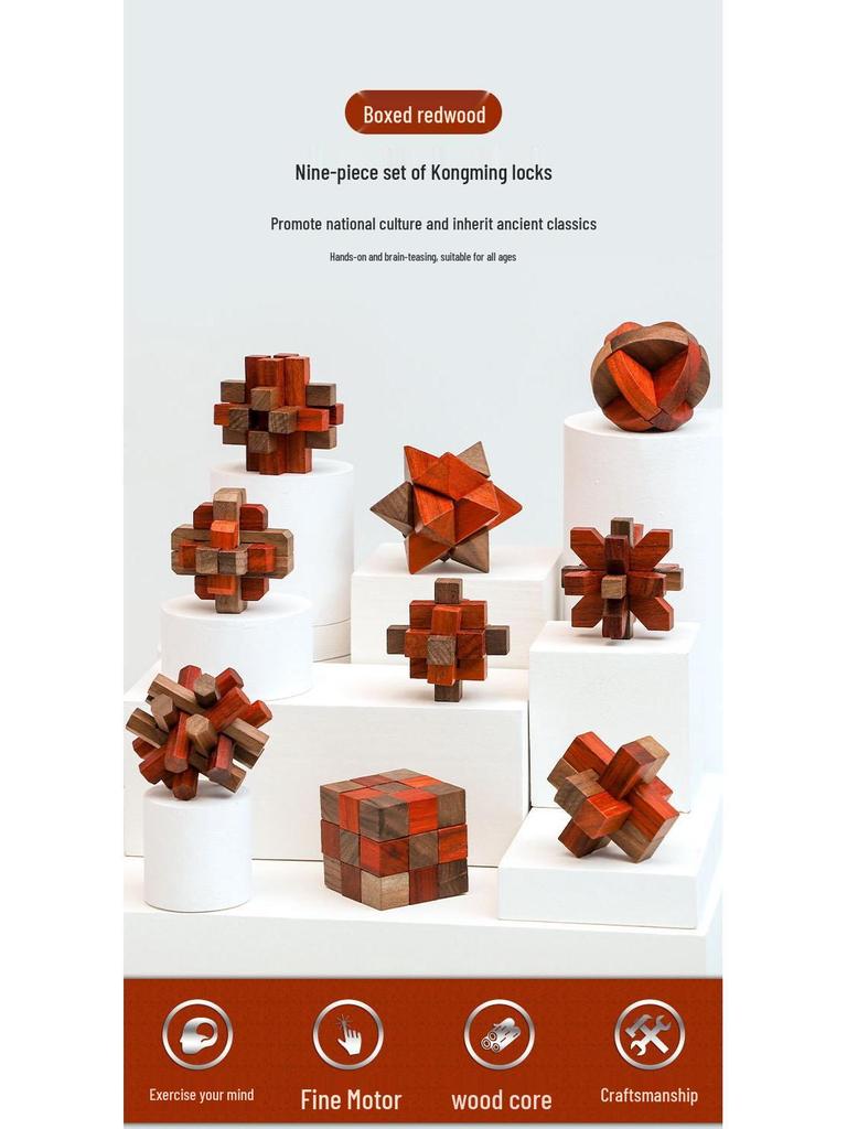 Wooden Educational Toys: Baby & Toddler Developmental Unlocking Set (6 Pieces)