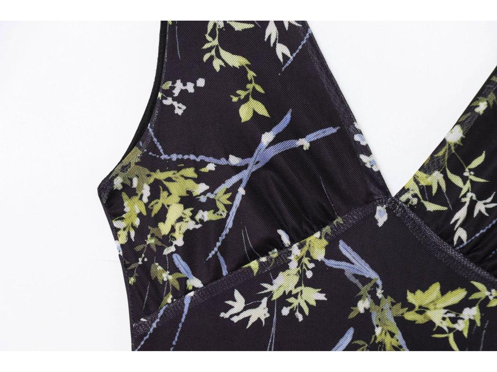 2025 Spring/Summer Women's European & American Style Waist-Hugging Sexy Printed Dress