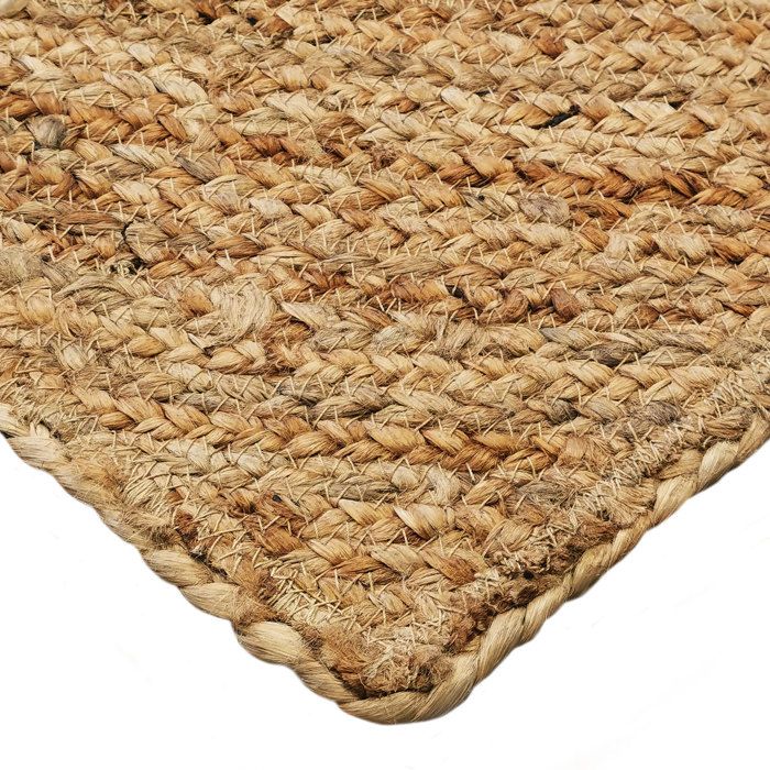 Hand-braided Jute Rug Natural Round Pattern 200x290