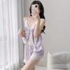 Sexy pajamas women's summer French girl lace-up shorts two-piece set ice silk pure desire temptation suspender thin set